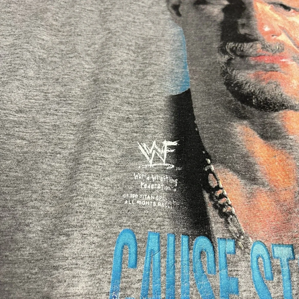 Stone Cold Steve Austin 2XL Gray Long Sleeve Vintage 90s Wrestling Tee